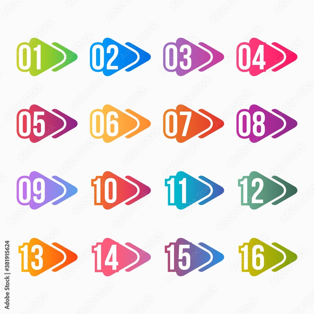 Number bullet point colorful gradient with text box vector element design Number bullet point colorful gradient with text box vector element design