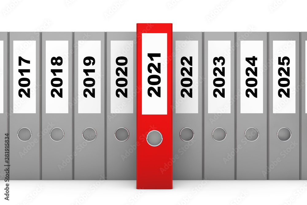 Office Folders with New Year 2021 Sign. 3d Rendering Office Folders with New Year 2021 Sign. 3d Rendering