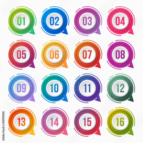 Number bullet point colorful gradient with text box vector element design
