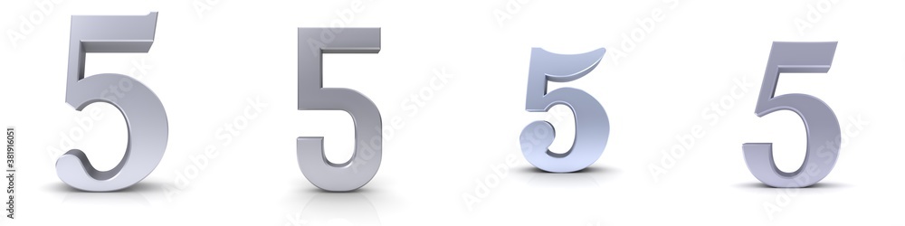 5 five number silver 3d signs 5 five number silver 3d signs