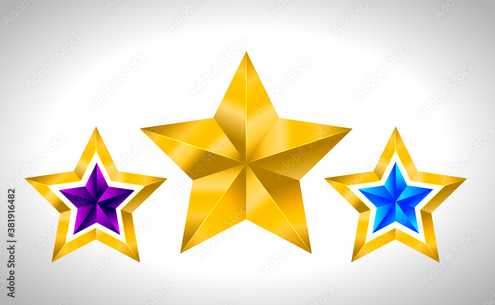 Set of simple gold colorful stars, EPS 10 New year Christmas Set of simple gold colorful stars, EPS 10 New year Christmas