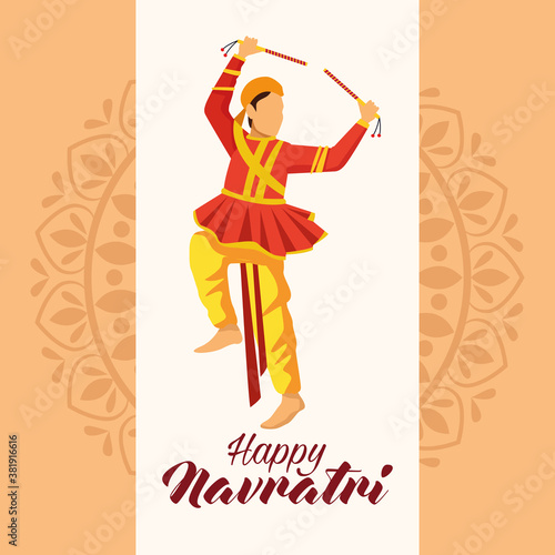 happy navratri celebration with man dancer