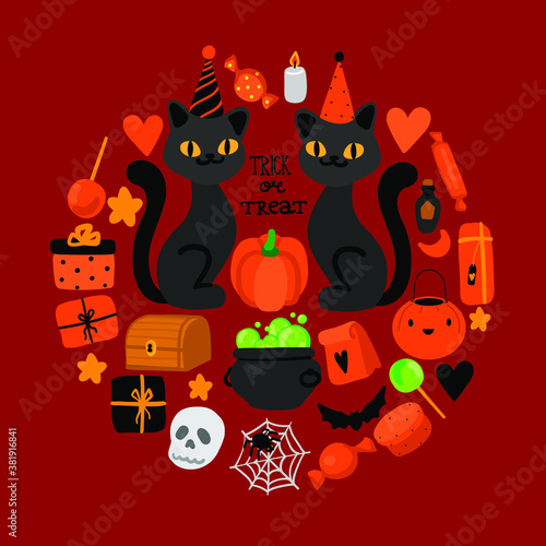 halloween set  with black cats