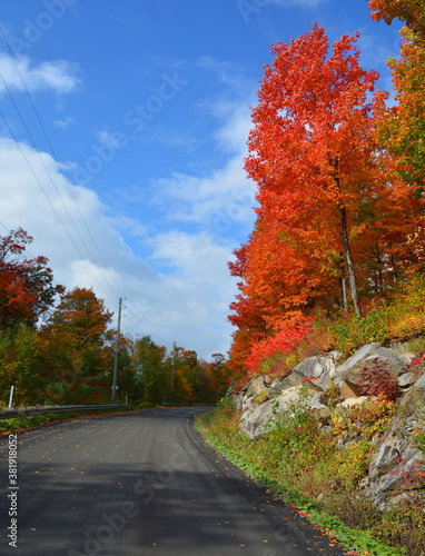 Canvastavla Fall landscape eastern townships Bromont Quebec province Canada