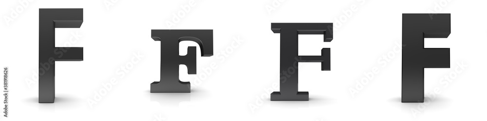 F letter black sign 3d alphabet capital letter F letter black sign 3d alphabet capital letter