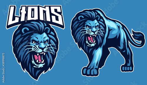 mascot sport of lion in set