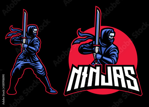 ninja mascot with the katana sword