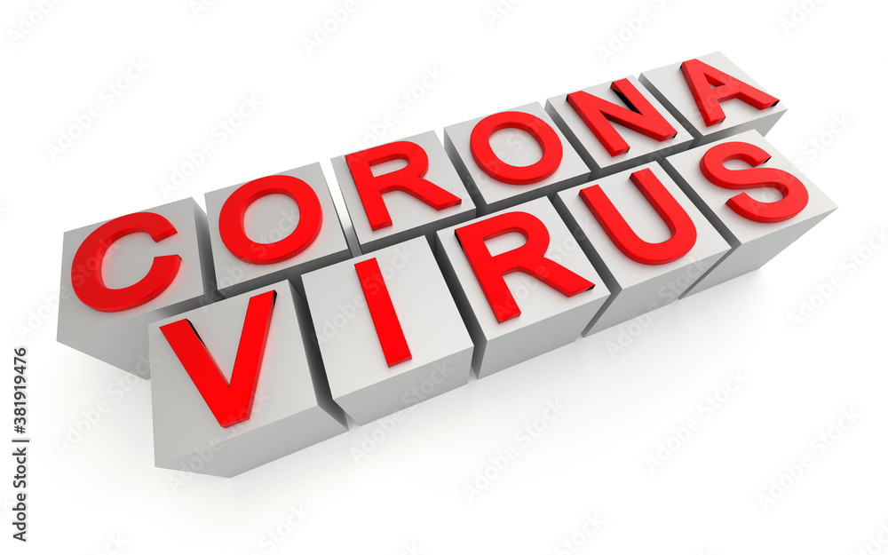 Words Corona virus on cubes isolated on white background Words Corona virus on cubes isolated on white background