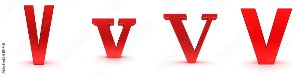 V letter red sign 3d capital letter isolated on white background V letter red sign 3d capital letter isolated on white background