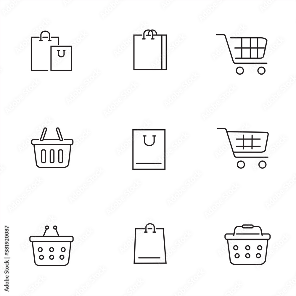 Set of shopping cart icons. Collection of web icons for online store, from various cart icons in various shapes.