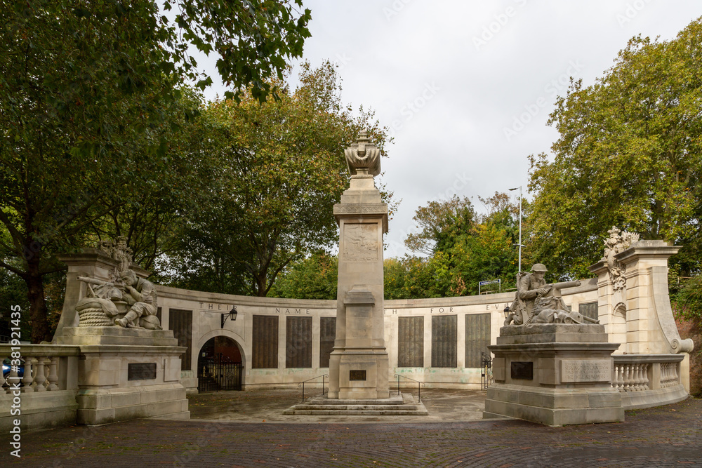 The world war memorial in Portsmouth City centre