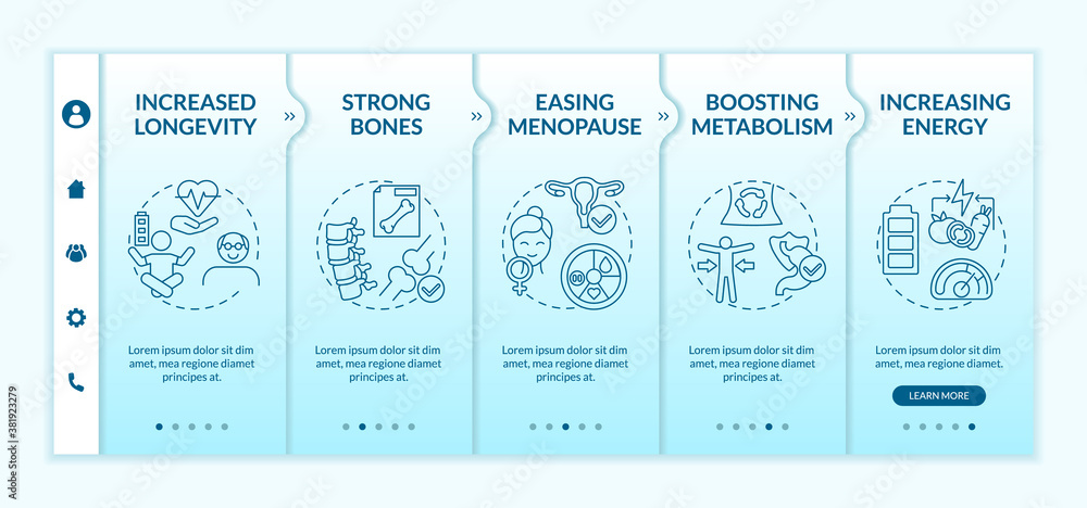 Naklejka premium Vegetarianism pros onboarding vector template. Health improvement ideas. Vegan eating tips. Responsive mobile website with icons. Webpage walkthrough step screens. RGB color concept