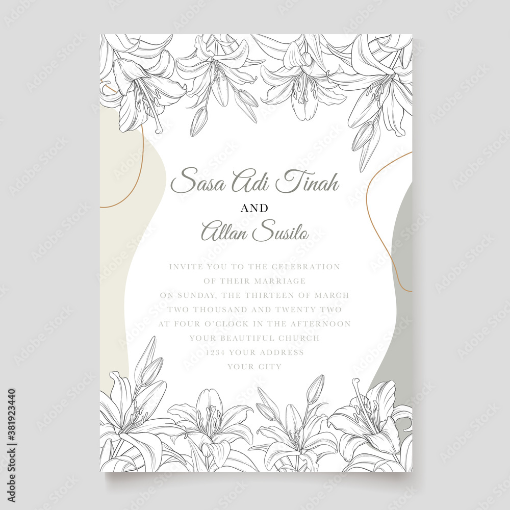 elegant hand drawn floral invitation card elegant hand drawn floral invitation card