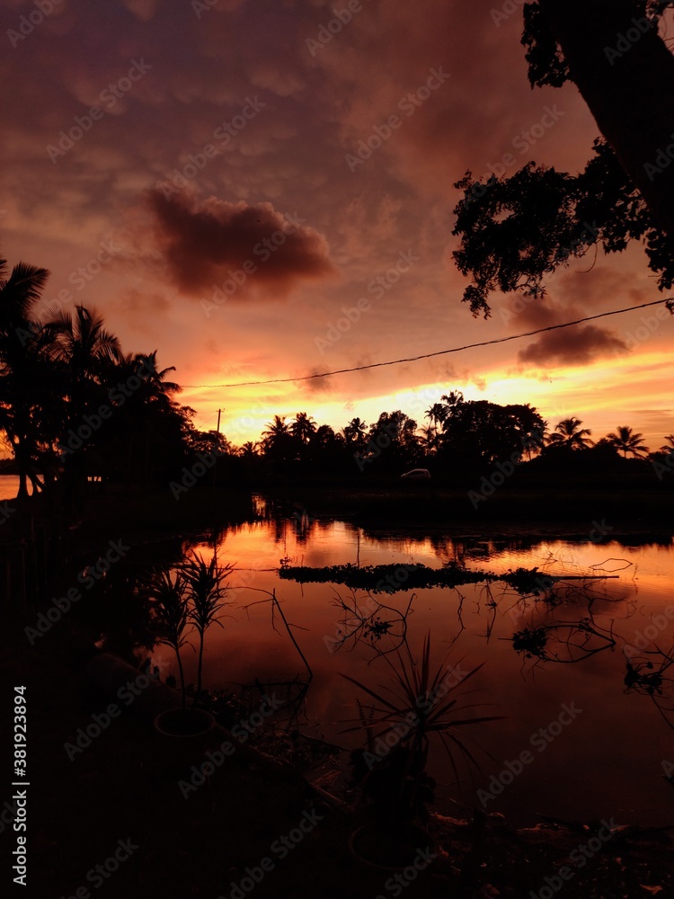 sunset over the river