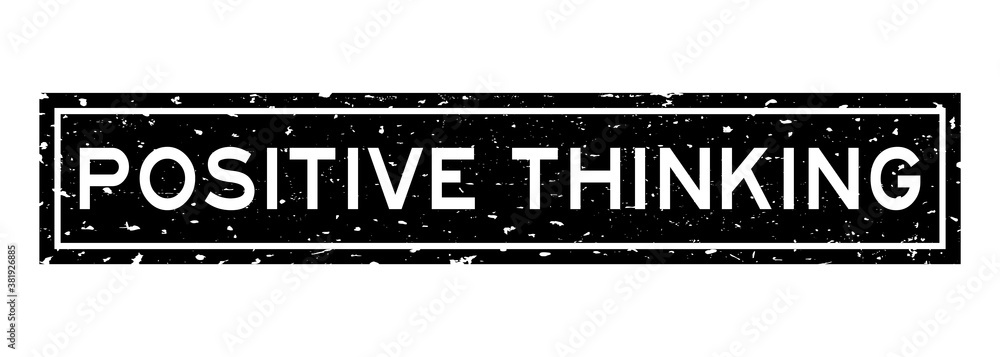 Fototapeta premium Grunge black positive thinking word square rubber seal stamp on white background