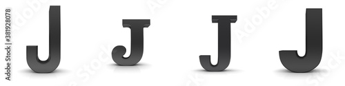 J letter black 3d alphabet sign 