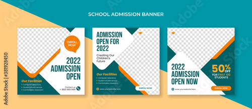 School admission social media post template. Suitable for educational banner