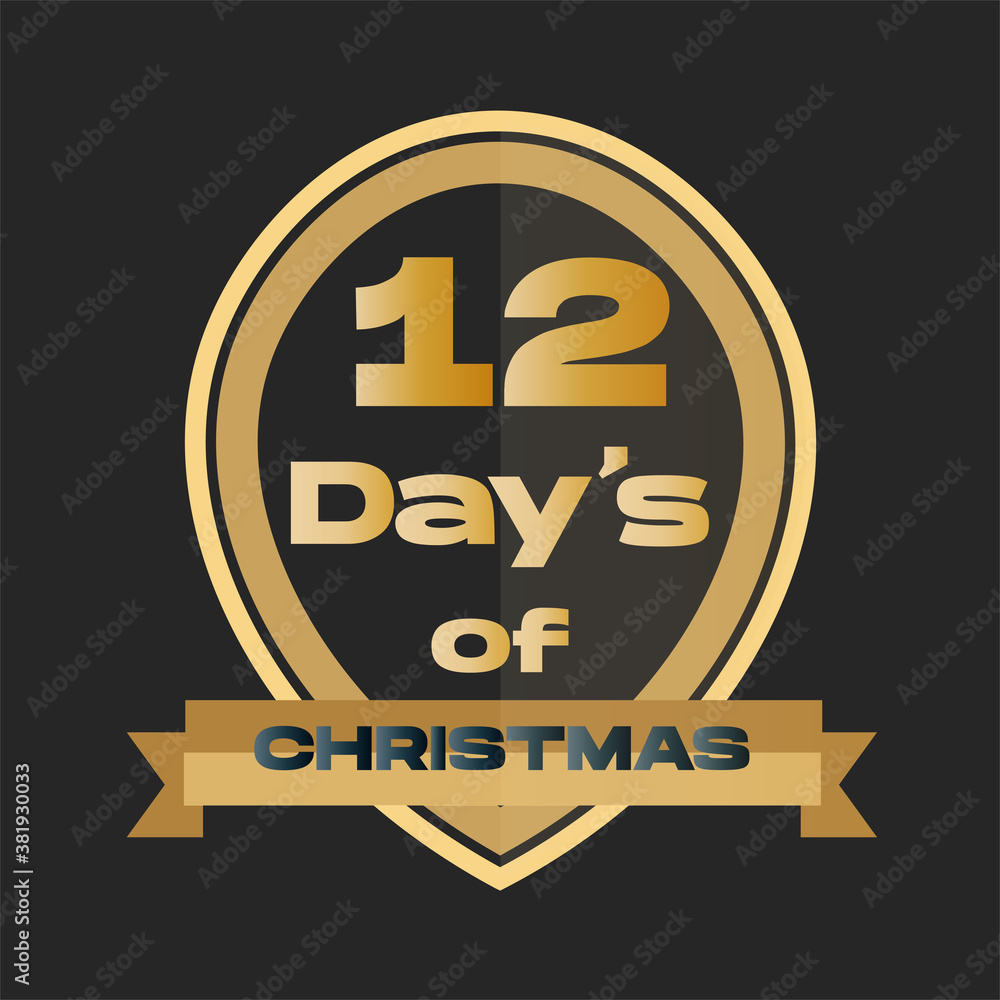Fototapeta premium 12 days of Christmas vector illustration on a dark festive background