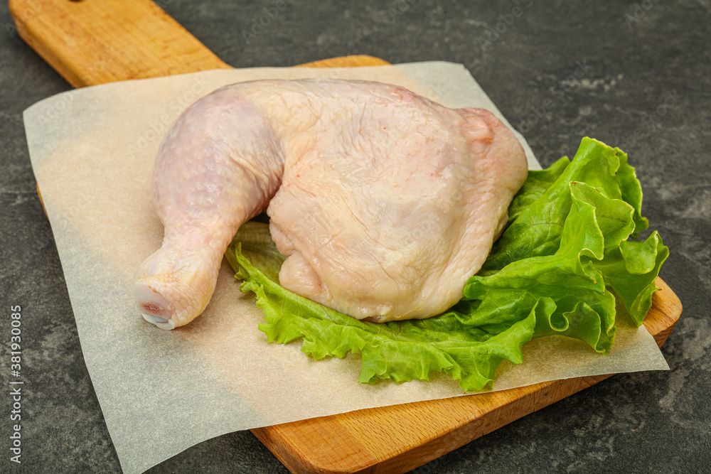 Raw chicken leg for cooking