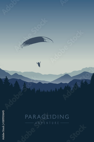 paragliding adventure on blue mountain background vector illustration EPS10