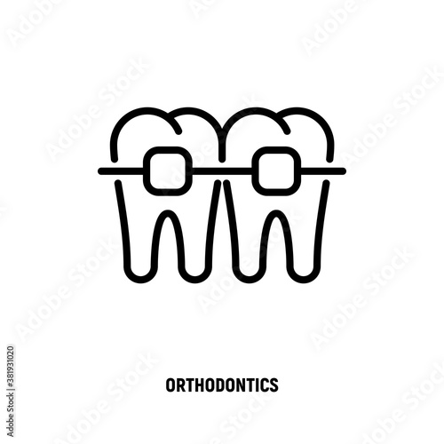 Orthodontics thin line icon. Braces, tooth correction. Dentistry. Vector illustration.