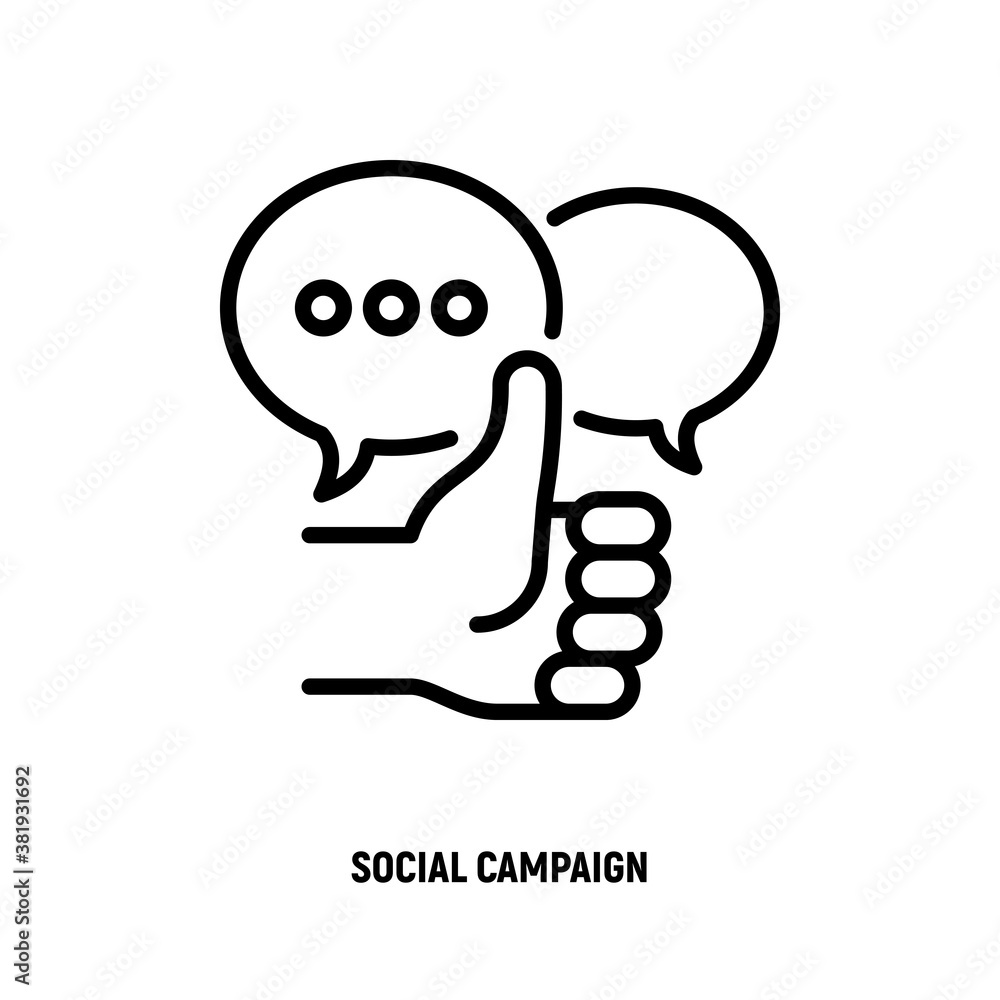 Social marketing: thumbs up and speech bubbles. Thin line icon. Report, review, advertising in internet. Vector illustration. Social marketing: thumbs up and speech bubbles. Thin line icon. Report, review, advertising in internet. Vector illustration.