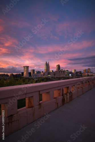 Cleveland Ohio Skyline during a beautiful sunset