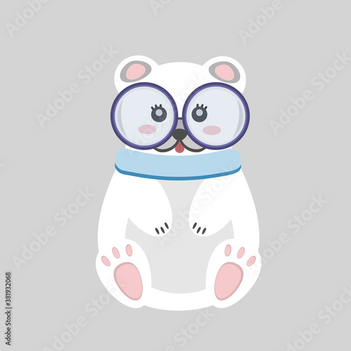 cute bear isolated on gray background, vector illustration for children in simple cartoon style