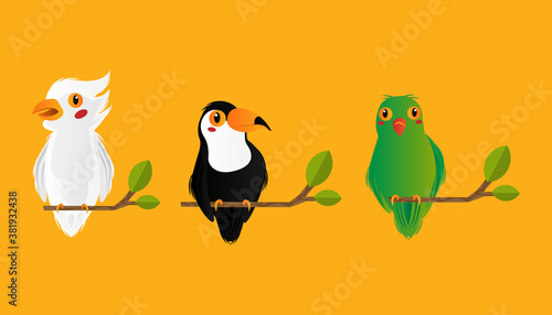 Set of hand drawn illustration design animal bird