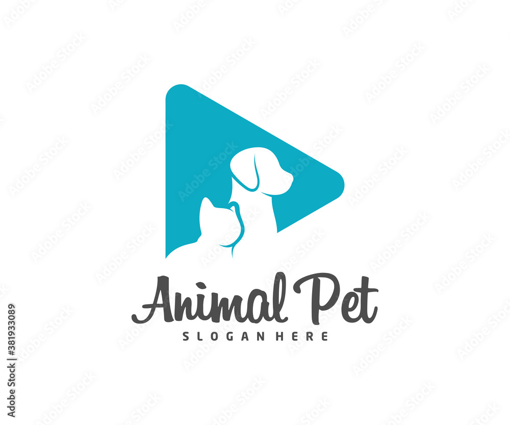 Play Pet Logo dog cat design vector template. Animals Veterinary clinic Logotype concept outline icon. Play Pet Logo dog cat design vector template. Animals Veterinary clinic Logotype concept outline icon.