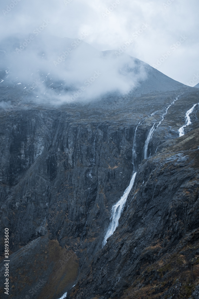 Waterfall and Cliff Plateau In Norway
