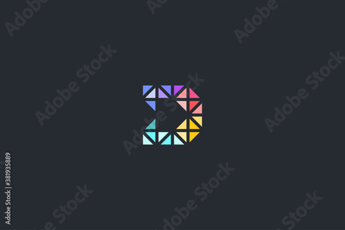 Minimal Geometrical Abstract Letter D Dark Background Logo Template