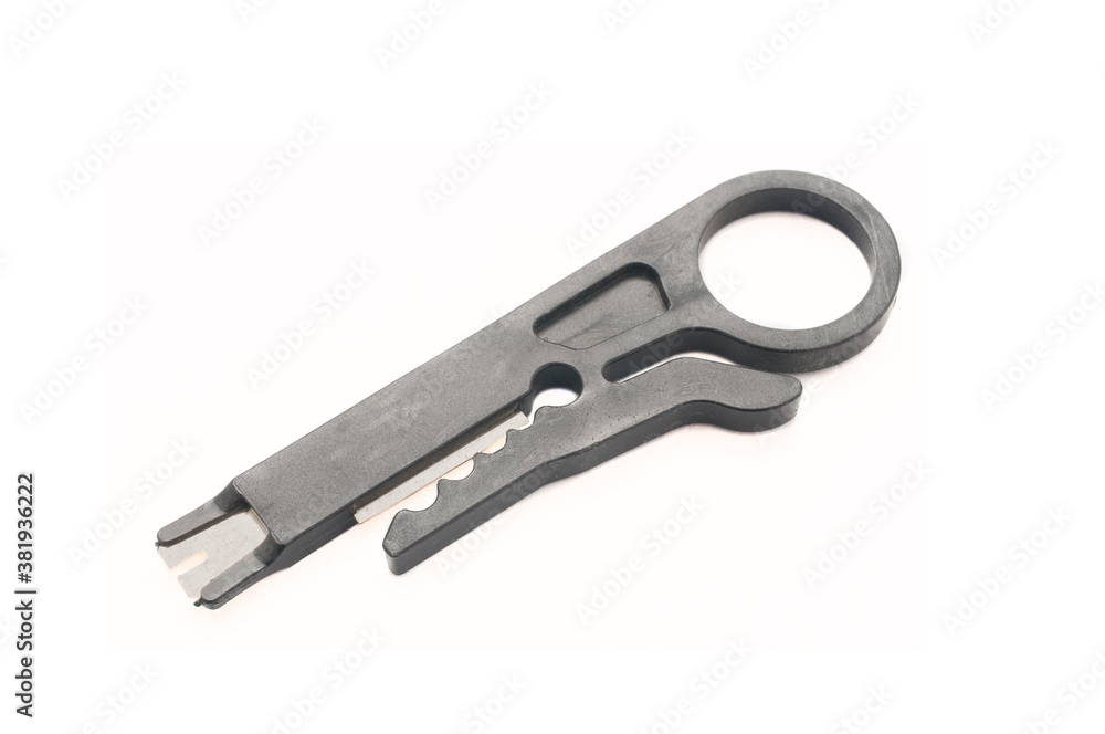 Mini portable wire stripper knife on white background Mini portable wire stripper knife on white background