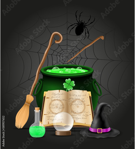 magic objects for witchcraft witch vector illustration