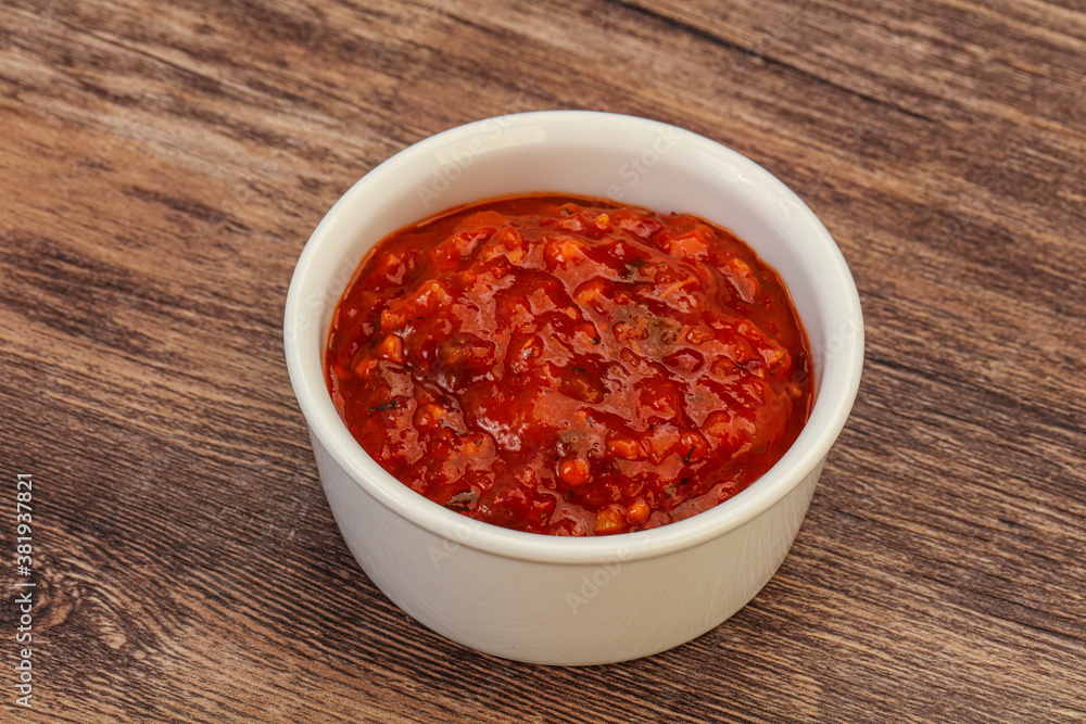 Tomato spicy sauce in the bowl Tomato spicy sauce in the bowl