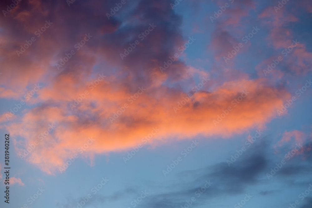 Evening sky at sunset,clouds in red and pink,autumn sky,sunset.