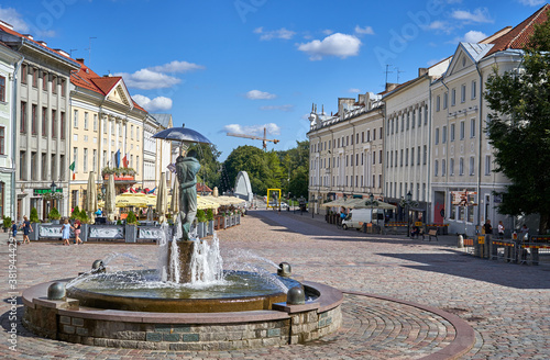 Fountain in the center of the city of Tartu photo