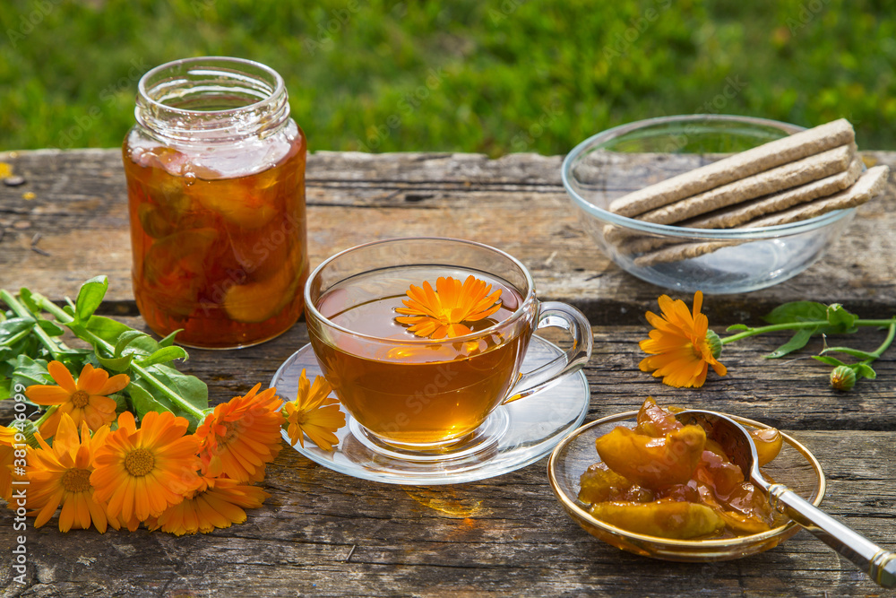 Tea with calendula. Tea with calendula.