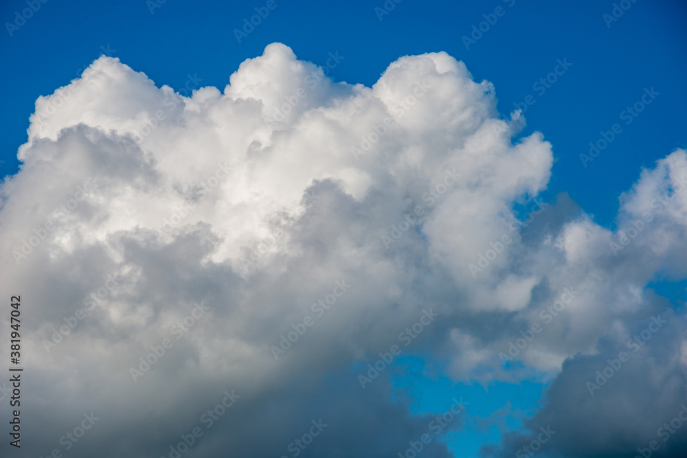 beautiful blue sky with white clouds in autumn