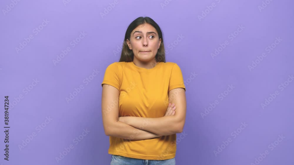 Young caucasian woman confused, feels doubtful and unsure Young caucasian woman confused, feels doubtful and unsure