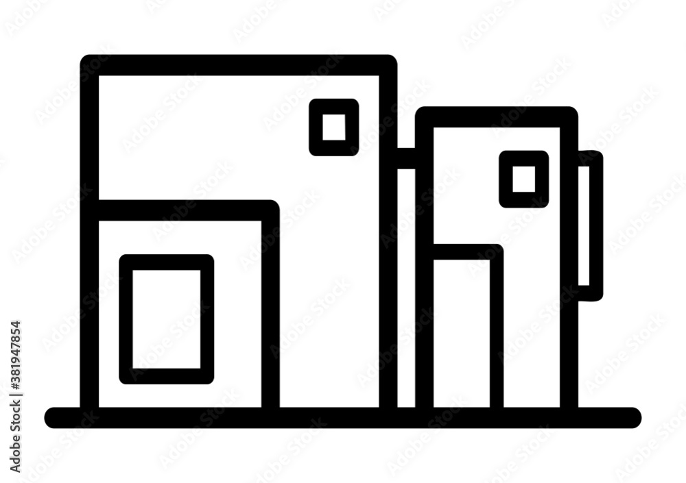 Building illustration black an white vector icon isolated on white background Building illustration black an white vector icon isolated on white background
