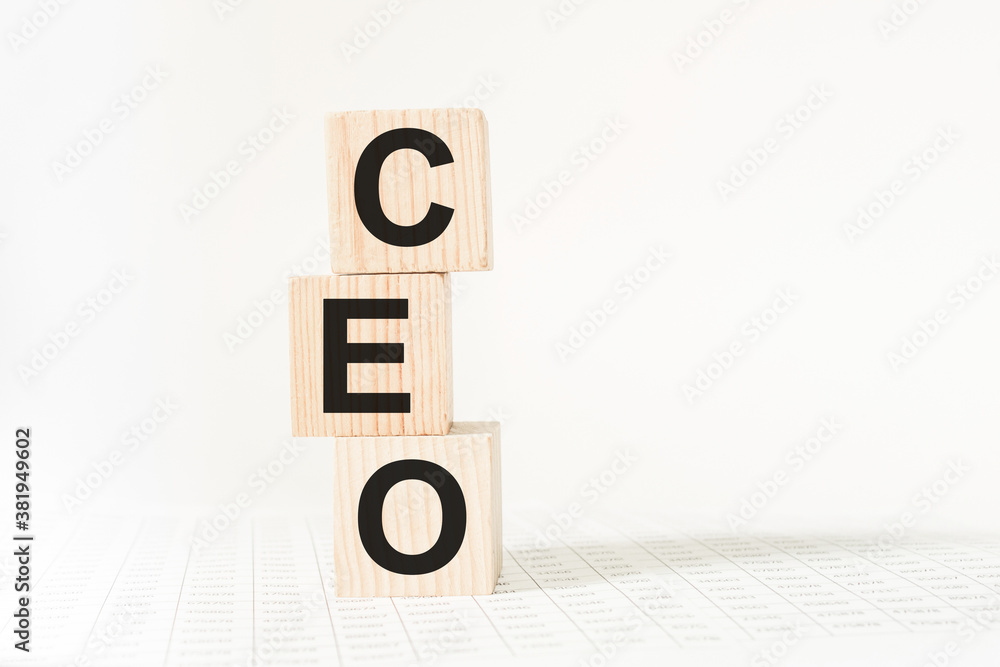 words CEO on wooden cubes, white background. business concept words CEO on wooden cubes, white background. business concept