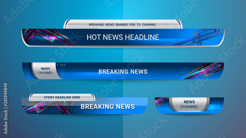 Graphic set of Broadcast News Lower Thirds Banner for Television, Video and Media Channel
