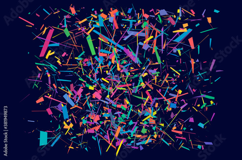 Abstract vector art - Random geometry shapes vector illustration. Generative art. Angular and edgy, angled geometrical illustration. Random abstract composition. Jumble, disarray of irregular elements