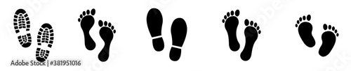 Different human footprints icon. Vector