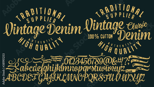 Vintage Brush Script Modern Alphabet. Retro Typeface. Textured unique brush in alphabet style
