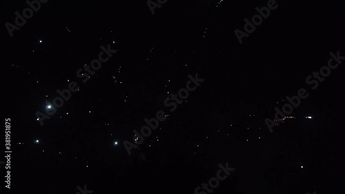 Fireworks pyrotechnic explosions flash at night