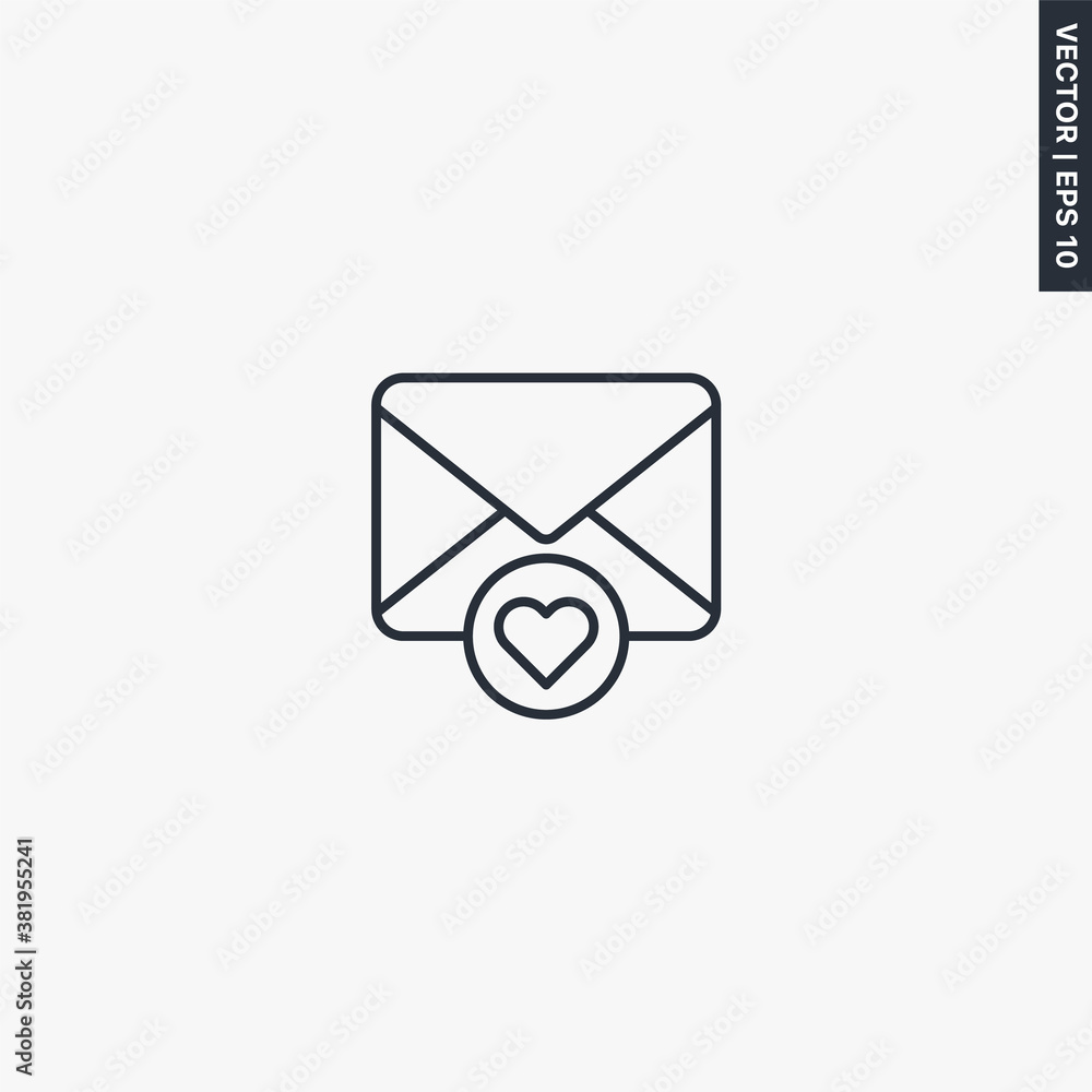 Liked email, linear style sign for mobile concept and web design Liked email, linear style sign for mobile concept and web design