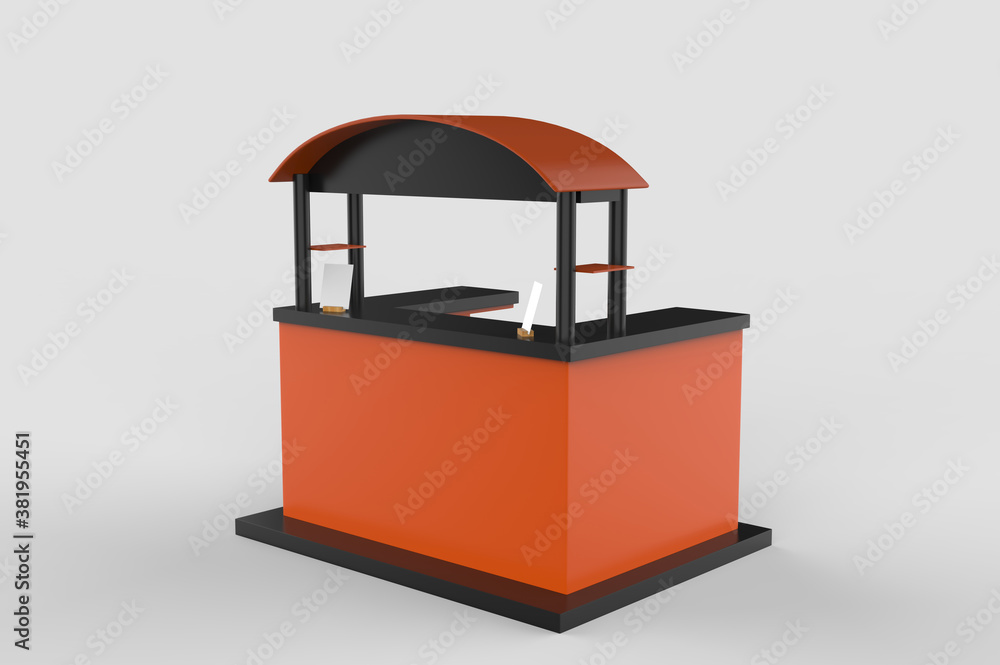 food or coffee Trolley Cart on a white background. 3d Rendering food or coffee Trolley Cart on a white background. 3d Rendering