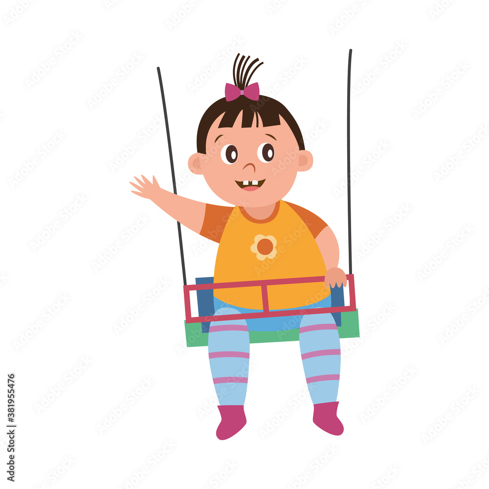 Funny baby brain development and swinging, flat cartoon vector illustration Funny baby brain development and swinging, flat cartoon vector illustration